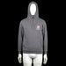FSBN - Hoodie - Charcoal - Size XS - Charcoal hoodie with a kangaroo pocket and a printed skull graphic in pink and white on the left chest, featuring the text 