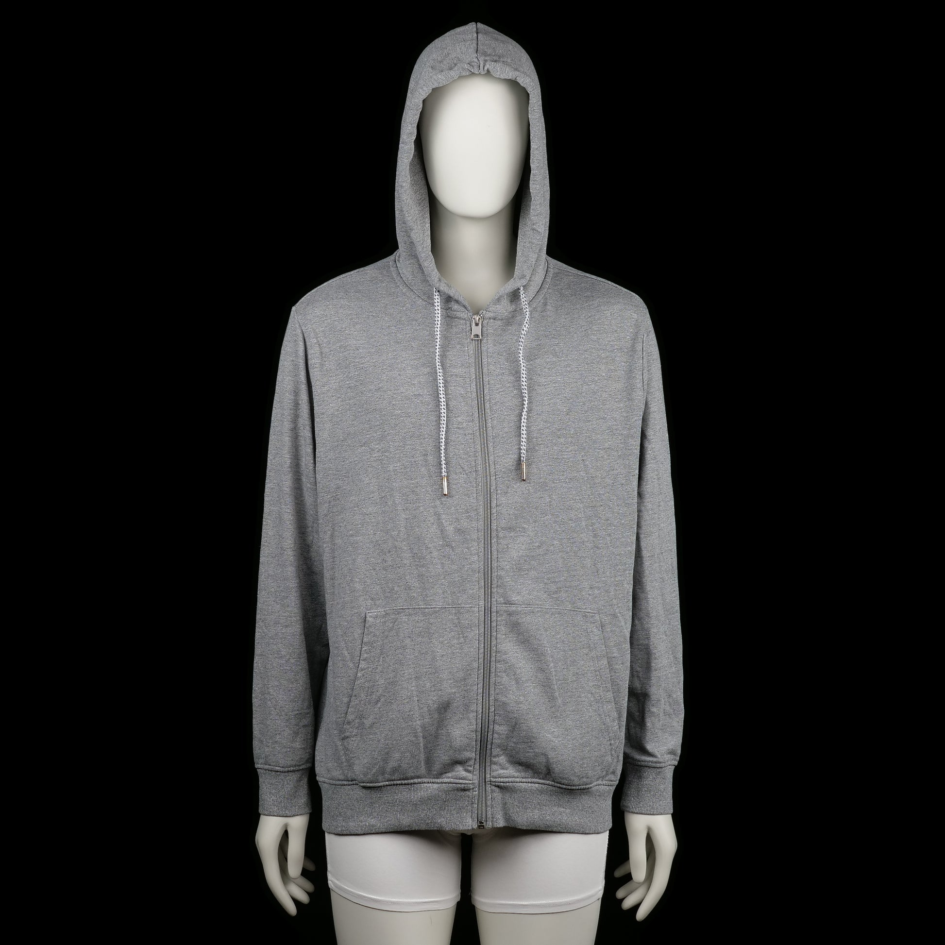 UP2 - Hoodie - Light Gray - Size XL - Light gray zip-up hoodie with a drawstring hood and front kangaroo pockets. Features ribbed cuffs and a straight hem.