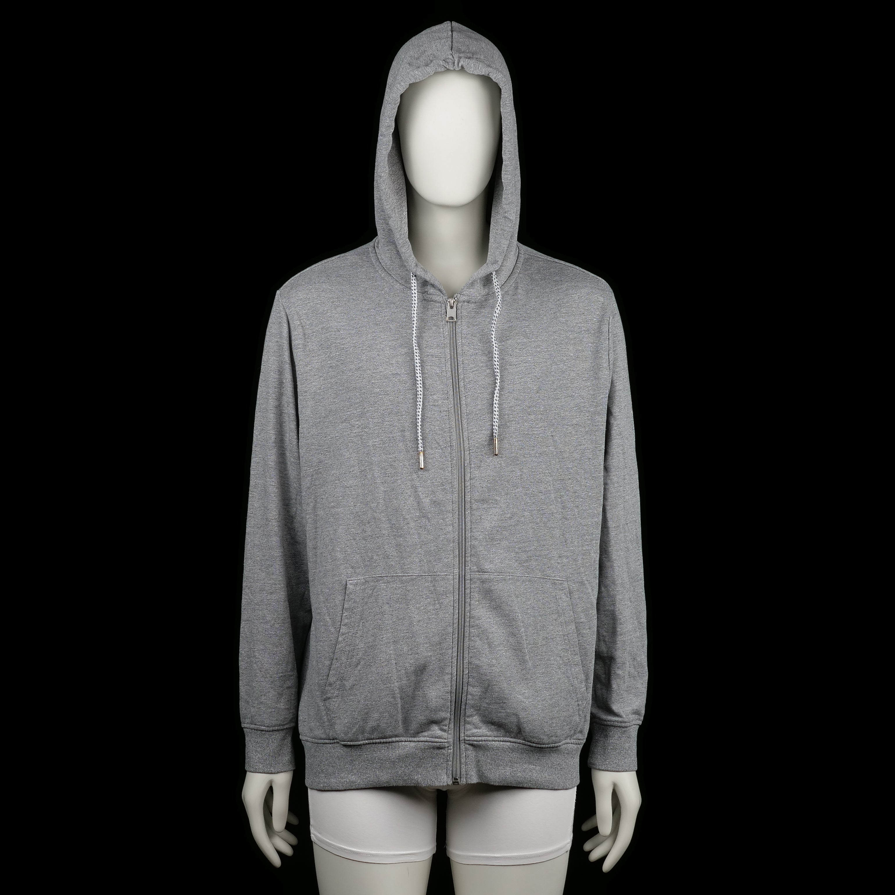 UP2 - Hoodie - Light Gray - Size XL - Light gray zip-up hoodie with a drawstring hood and front kangaroo pockets. Features ribbed cuffs and a straight hem.