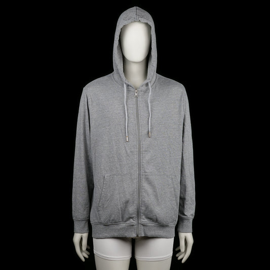 UP2 - Hoodie - Light Gray - Size XL - Light gray zip-up hoodie with a drawstring hood and front kangaroo pockets. Features ribbed cuffs and a straight hem.