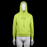 DAILY PAPER - Hoodie - Lime - Size XS - (NEW) - Lime green hoodie with drawstring hood, front kangaroo pocket, and a black logo print on the chest. Ribbed cuffs and hem provide a snug fit.
