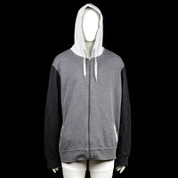 CYPRIME - Hoodie - Light Gray & Black - Size 4XL - Color-block hoodie with light gray hood and pockets, dark gray body, and black sleeves. Features a full front zipper and ribbed cuffs.