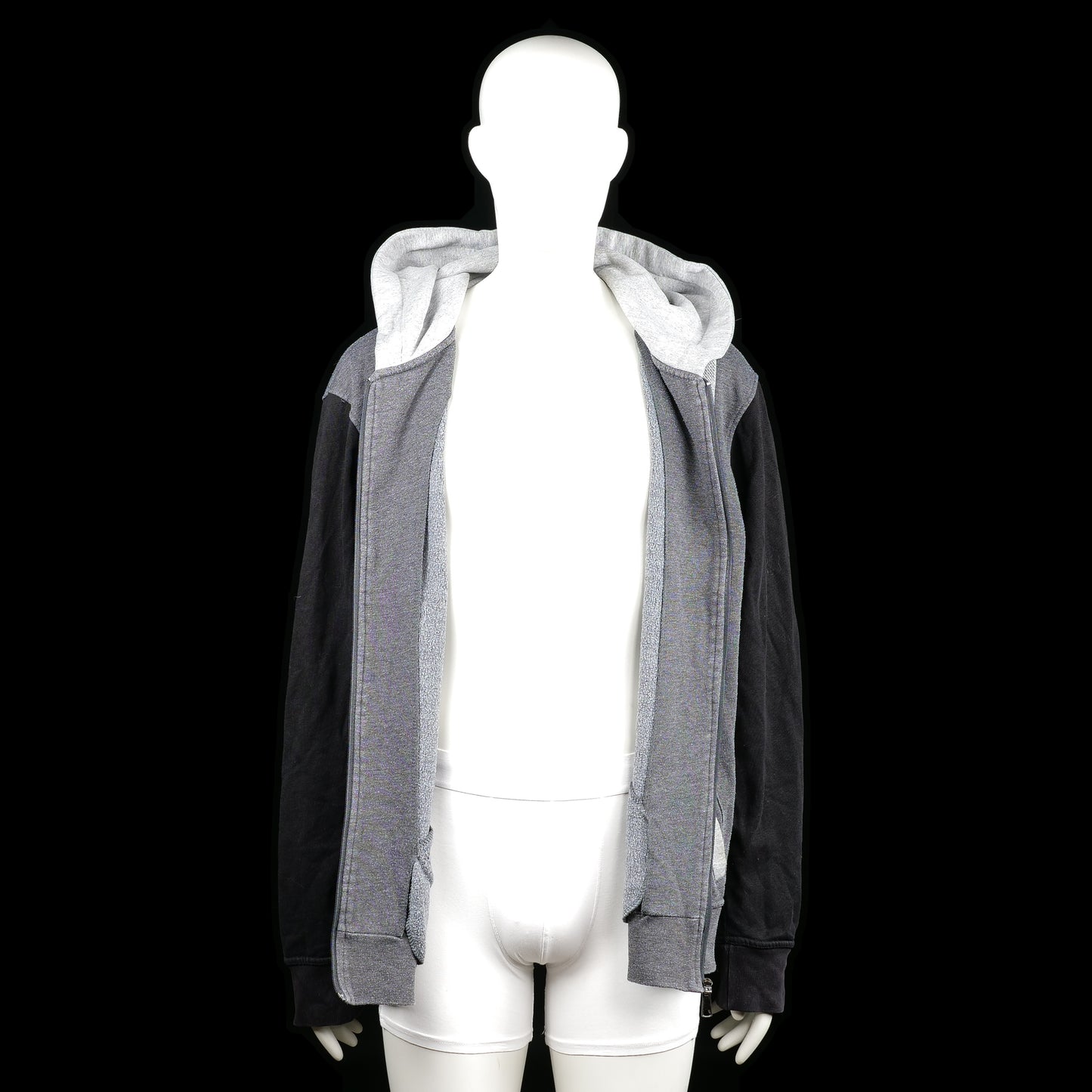 Hoodie - Light Gray & Black - Size 4XL