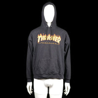 San Francisca - Hoodie - Black - Size L - Black hoodie with a kangaroo pocket and colorful flame "THRASHER MAGAZINE" graphic print on the front. It features ribbed cuffs and hem with adjustable drawstrings on the hood.