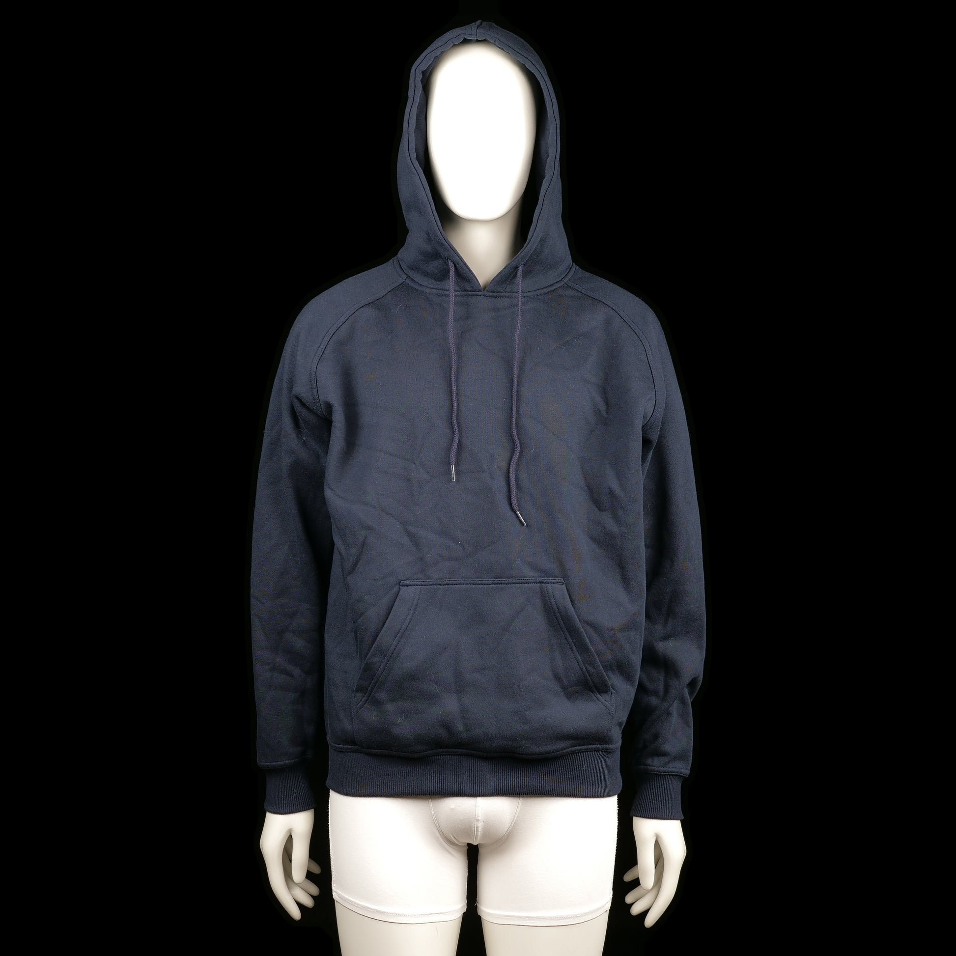 Urban Classics - Hoodie - Navy - Size M - Solid navy hoodie with a front kangaroo pocket and drawstring hood. Features ribbed cuffs and a straight hem.