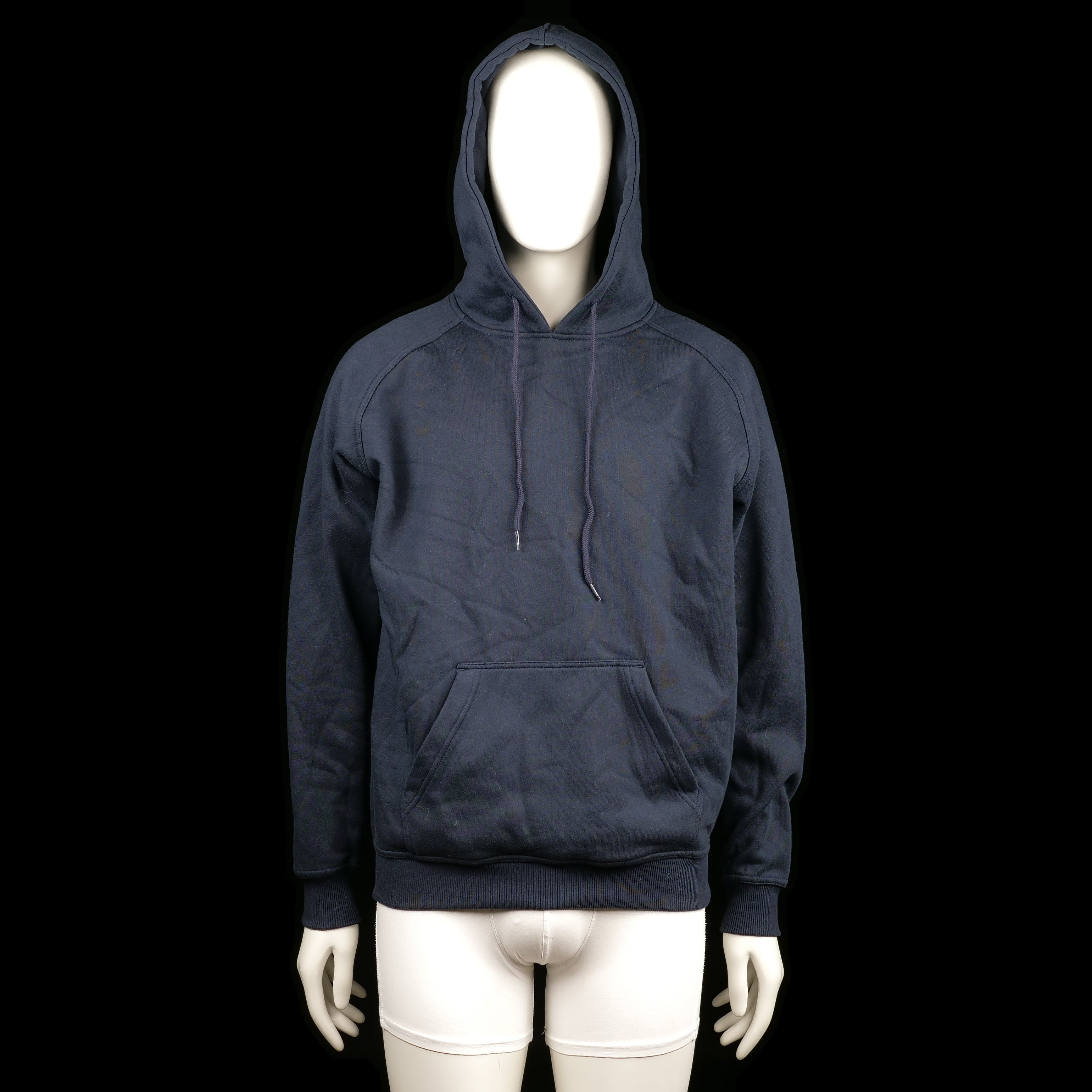 Urban Classics - Hoodie - Navy - Size M - Solid navy hoodie with a front kangaroo pocket and drawstring hood. Features ribbed cuffs and a straight hem.