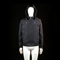 C&A Canda - Windbreaker - Black - Size S - Hooded zip-front jacket with ribbed cuffs and hem. Features two vertical chest zipper pockets and two slit side pockets.