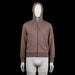 Dunder Sportswear - Hoodie - Brown - Size 42 - Brown zip-up hoodie with front kangaroo pockets and a drawstring-adjustable hood. Features ribbed cuffs and hem with a small red tag detail on the pocket.