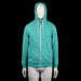 Capsize - Hoodie - Turquoise - Size M - Solid turquoise zip-up hoodie with white drawstrings and front kangaroo pockets. Features ribbed cuffs and a straight hem.