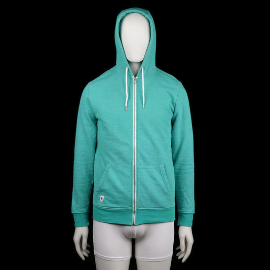 Capsize - Hoodie - Turquoise - Size M - Solid turquoise zip-up hoodie with white drawstrings and front kangaroo pockets. Features ribbed cuffs and a straight hem.
