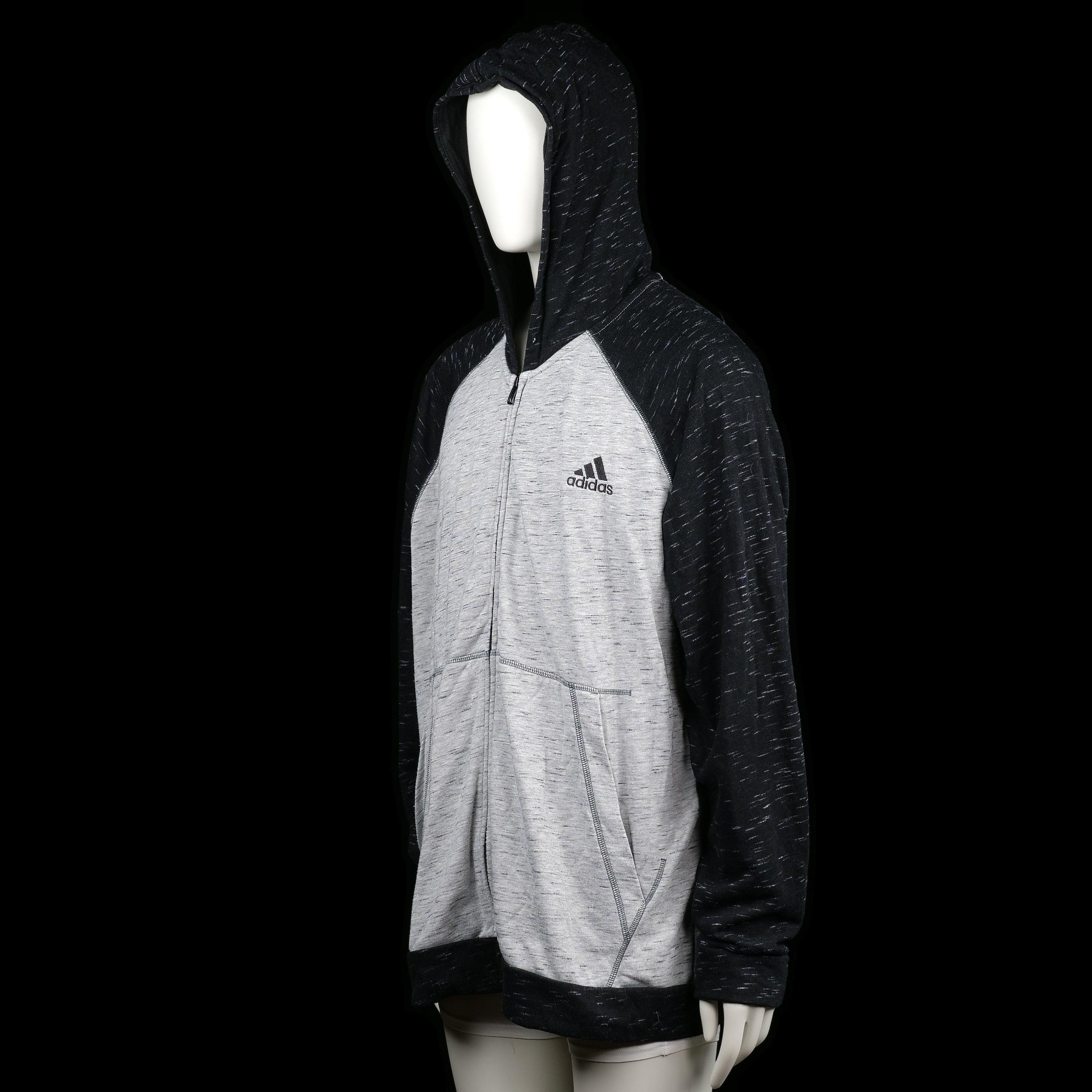 Hoodie - Light Gray & Black - Size 2XL