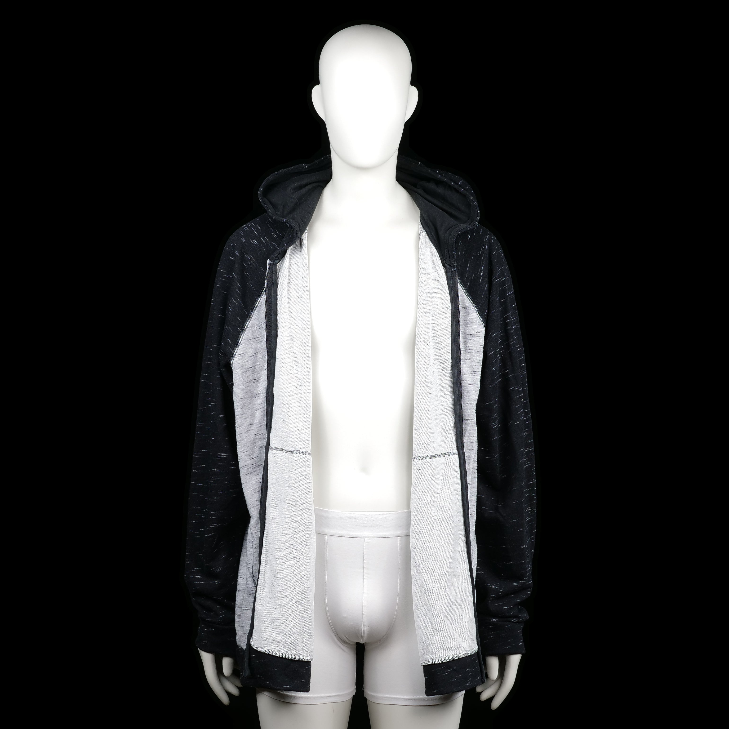 Hoodie - Light Gray & Black - Size 2XL