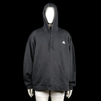 Adidas - Hoodie - Black & White - Size 2XL - Black hoodie with white three-stripe detailing running down the sleeves and across the upper back. Features a kangaroo pocket and a drawstring hood.