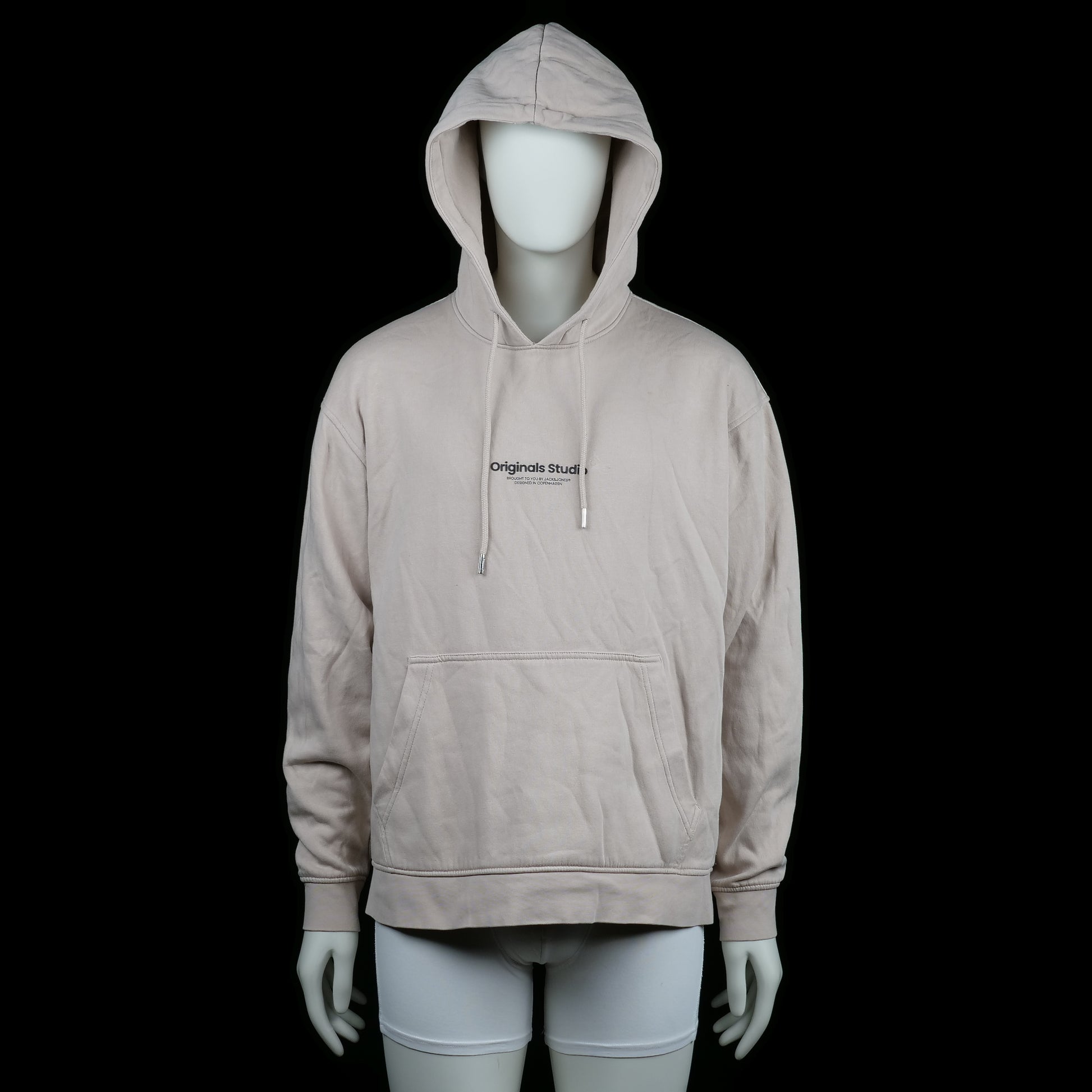 Jack & Jones - Hoodie - Ivory - Size XL - Ivory hoodie with a kangaroo pocket and a printed text logo on the chest. Features drawstrings at the hood and ribbed cuffs.
