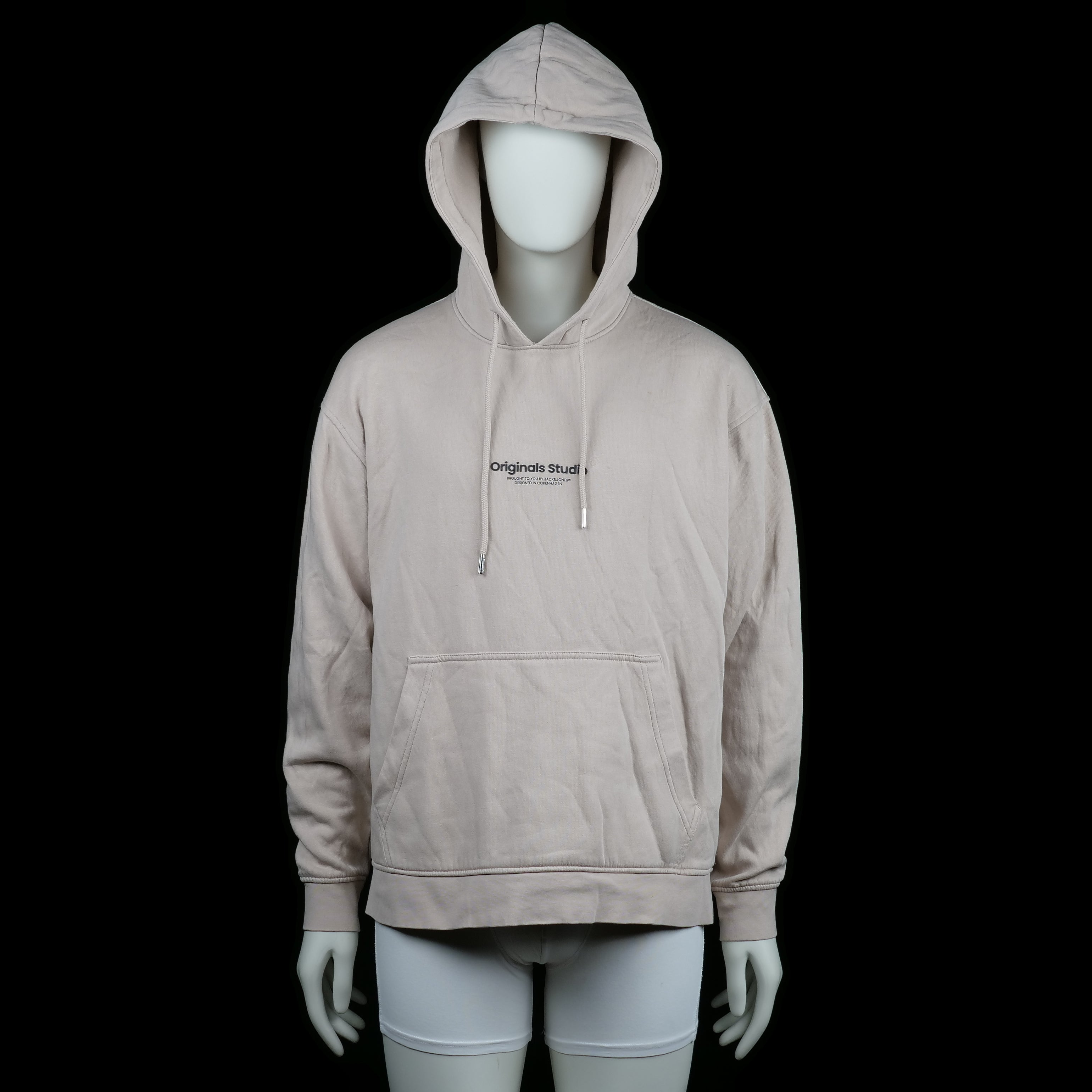 Jack & Jones - Hoodie - Ivory - Size XL - Ivory hoodie with a kangaroo pocket and a printed text logo on the chest. Features drawstrings at the hood and ribbed cuffs.