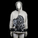 Genesis - Hoodie - Ivory & Black - Size L - Ivory zip-up hoodie featuring a large front-and-back graphic of a Native American figure and buffalo in dark tones, with black geometric border details on hem, cuffs, and hood. Drawstring detail at the hem and hood.