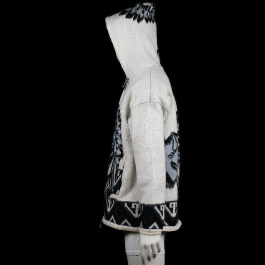 Hoodie - Ivory & Black - Size L