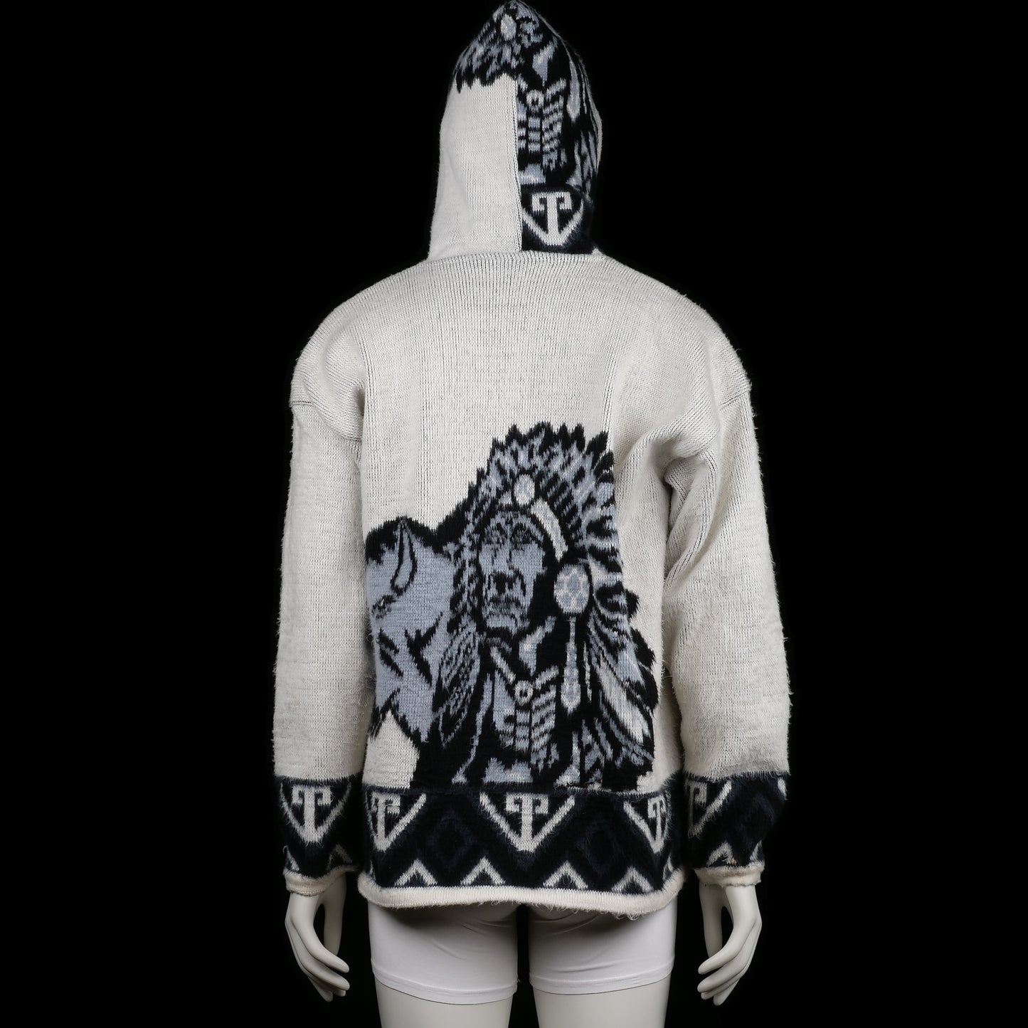 Hoodie - Ivory & Black - Size L