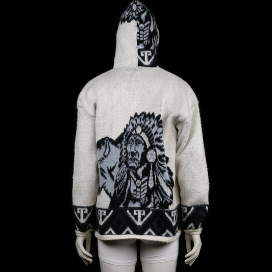 Hoodie - Ivory & Black - Size L