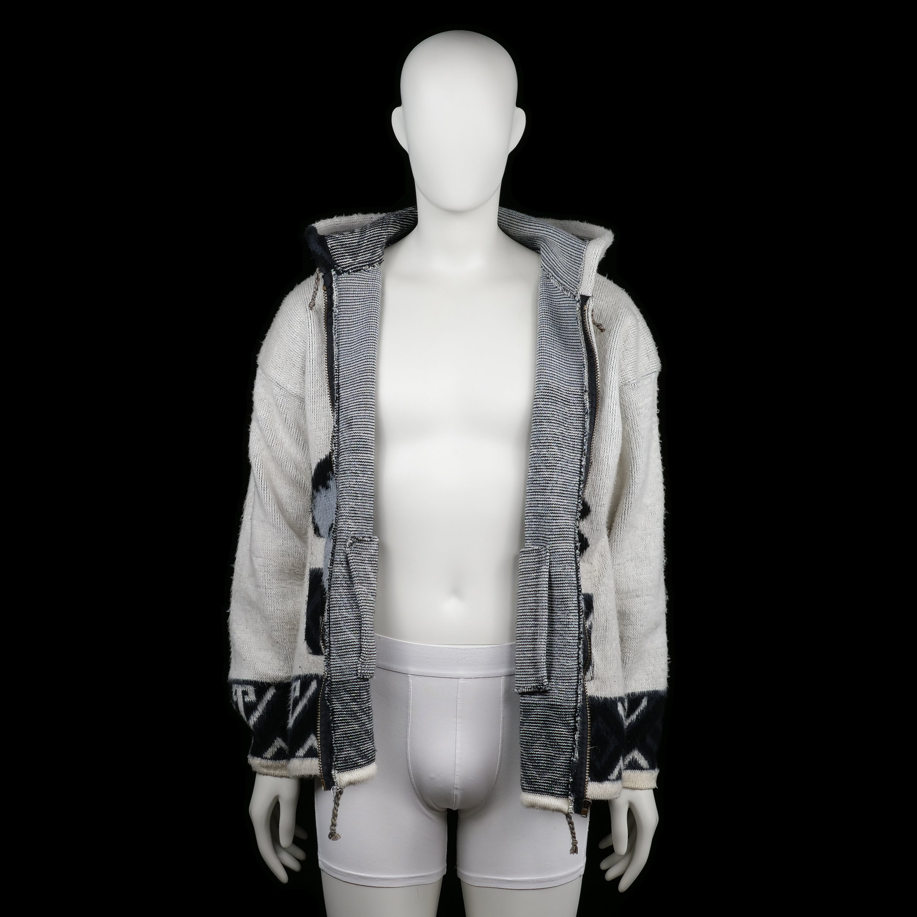 Hoodie - Ivory & Black - Size L