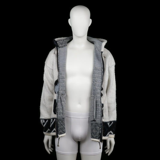Hoodie - Ivory & Black - Size L