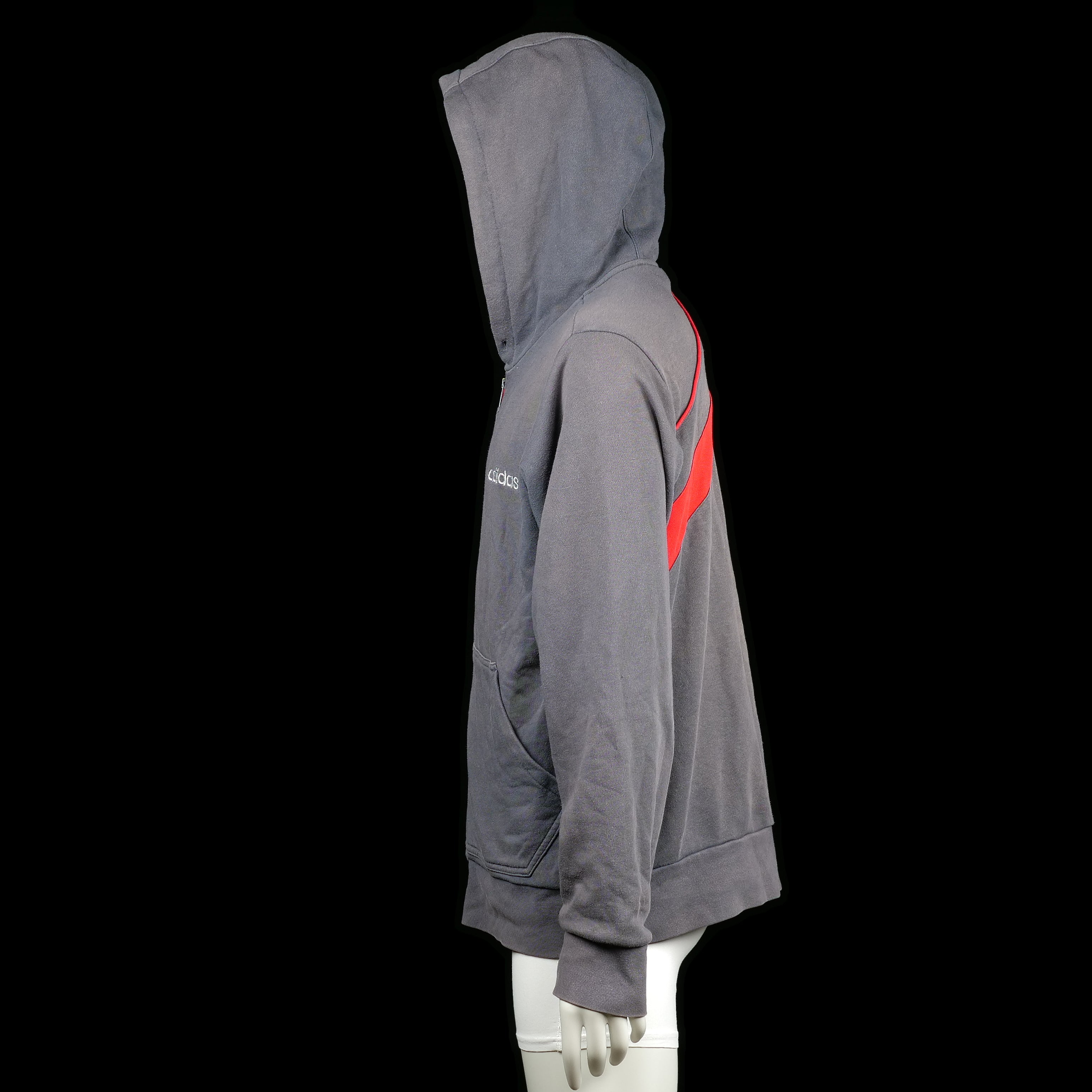 Hoodie - Charcoal & Red - Size L