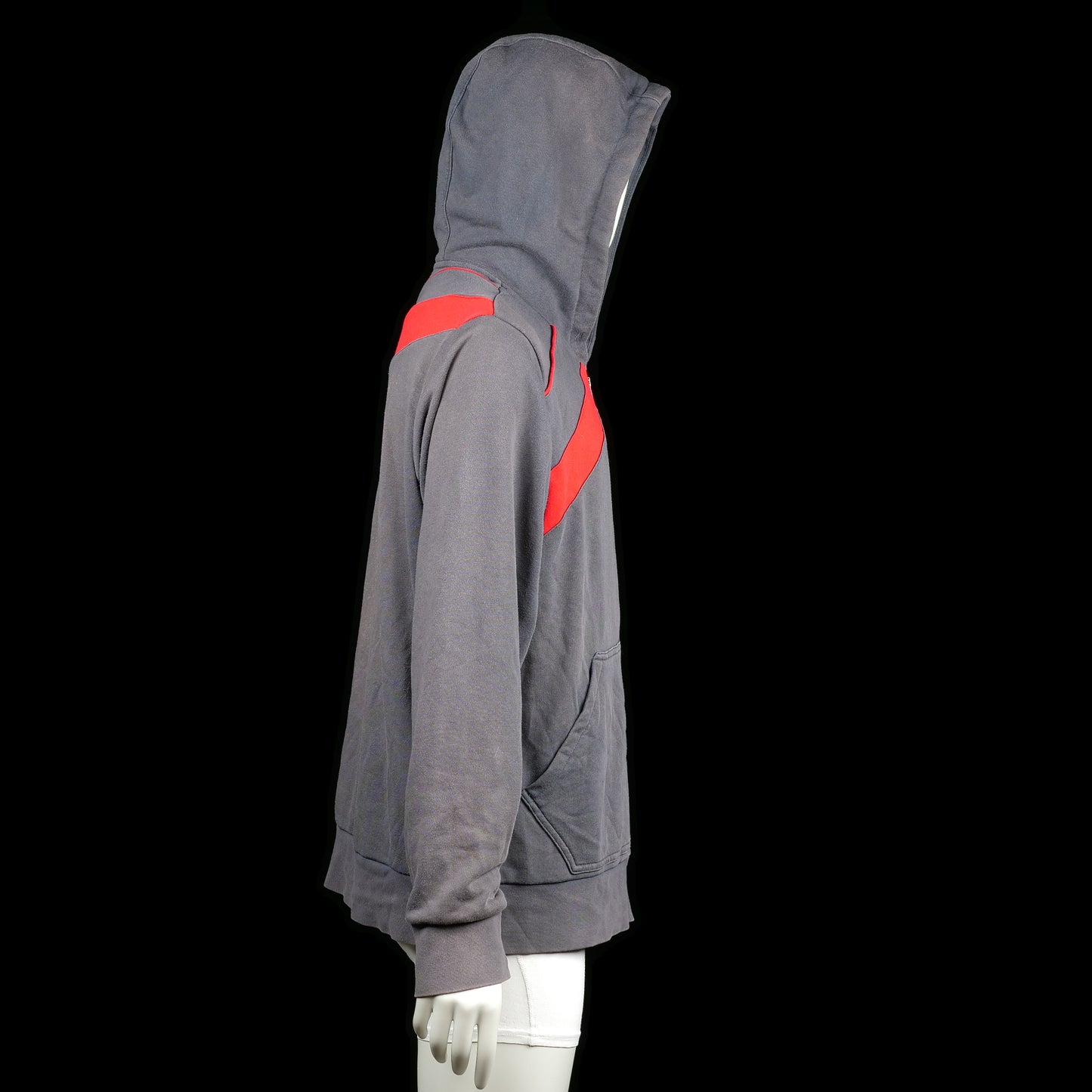 Hoodie - Charcoal & Red - Size L