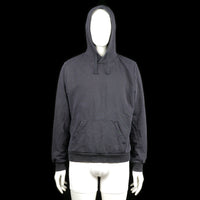 Soc - Hoodie - Charcoal - Size L - Charcoal hoodie with a kangaroo pocket, ribbed cuffs and hem, and an adjustable drawstring hood. The design is plain without any visible prints or embellishments.