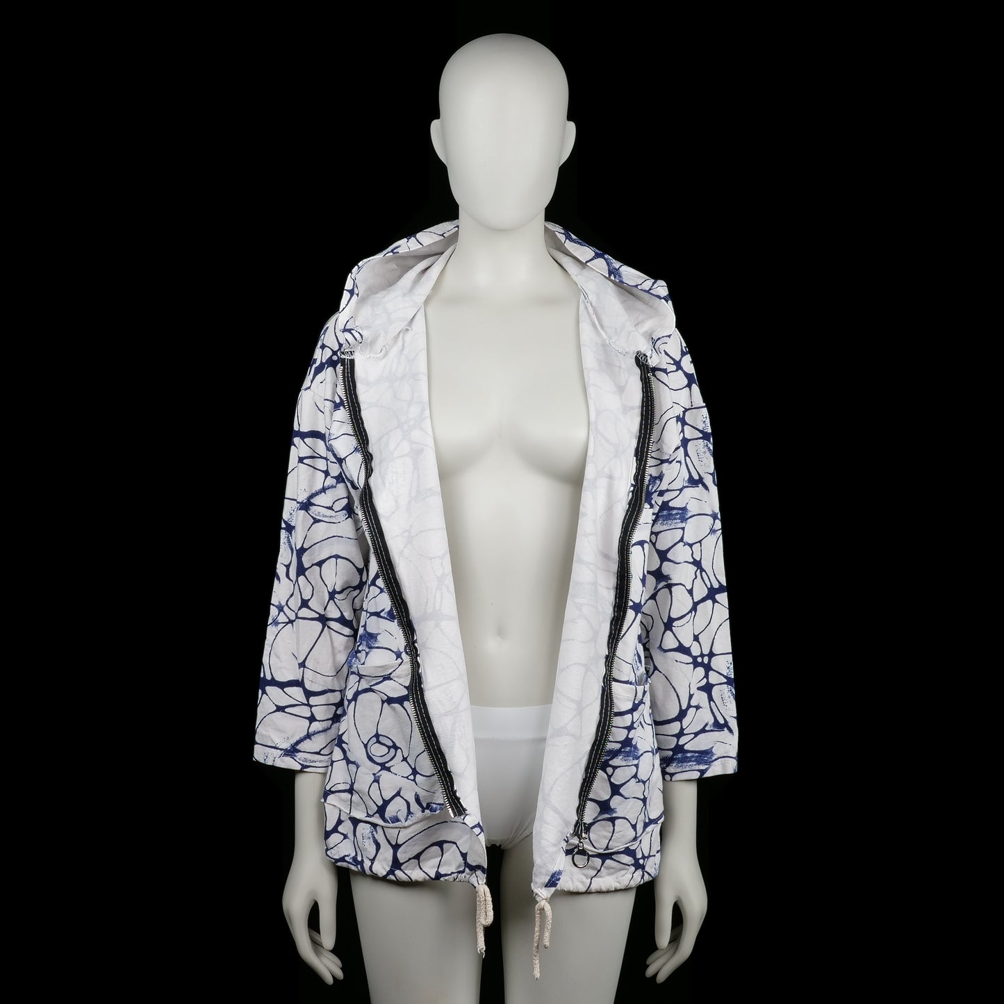 Hoodie - White & Navy - Size XXL