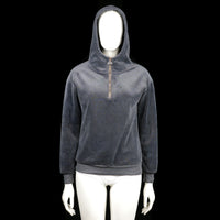 Hoodie - Charcoal - Size L - Charcoal gray hoodie with a half-zip front closure and ribbed cuffs and hem. Features a soft texture with a clean solid color.