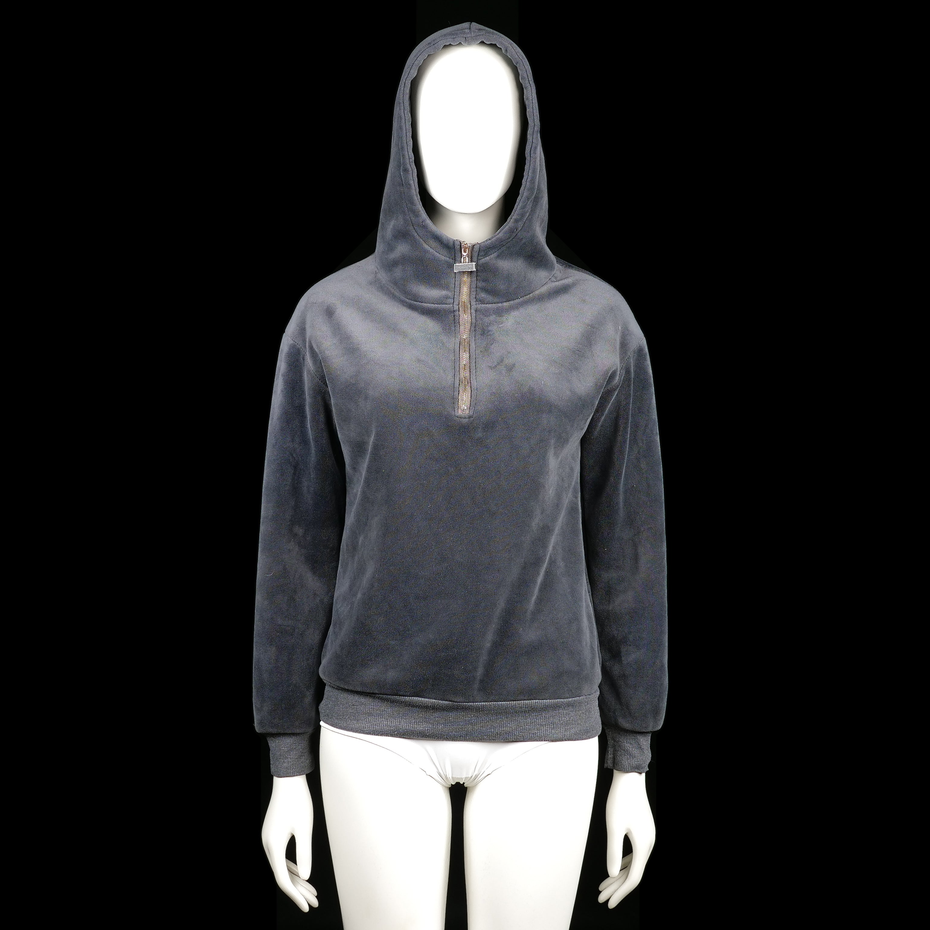 Hoodie - Charcoal - Size L - Charcoal gray hoodie with a half-zip front closure and ribbed cuffs and hem. Features a soft texture with a clean solid color.