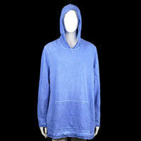 Ulla Popken - Hoodie - Light Blue - Size 46 - Light blue hoodie with a front kangaroo pocket and lace trim along the hem and cuffs. Features a hood with gathered seam detail.