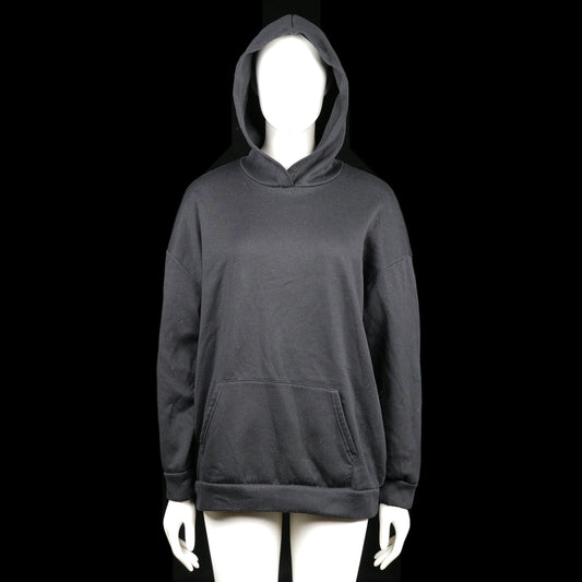 Shein - Hoodie - Black & Pink - Size M - Black hoodie with a ribbed hem and cuffs, featuring a large back print of a classical statue with pink bar over the eyes and the words "INTENSE FEELINGS". Front includes a kangaroo pocket.