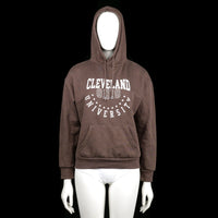 Primark - Hoodie - Brown & White - Size XS - Brown hoodie with a white collegiate-style "Cleveland Ohio University" print on the front. Features a kangaroo pocket, ribbed cuffs, and a straight hem.