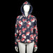 Cubus - Hoodie - Navy & Red - Size L - Zip-up hoodie with a navy base and an all-over red and white floral print. Features ribbed cuffs, a straight hem, and a drawstring hood.