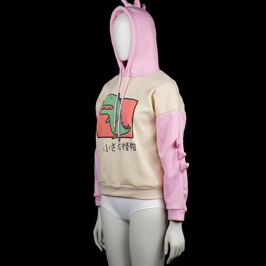 Hoodie - Ivory & Pink - Size S