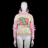 Hoodie - Ivory & Pink - Size S