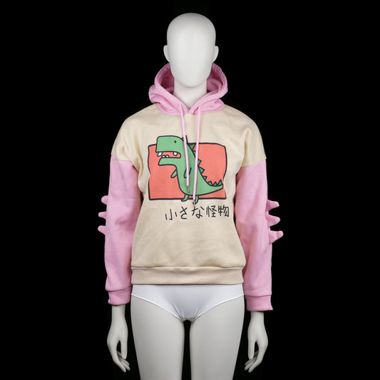 Hoodie - Ivory & Pink - Size S