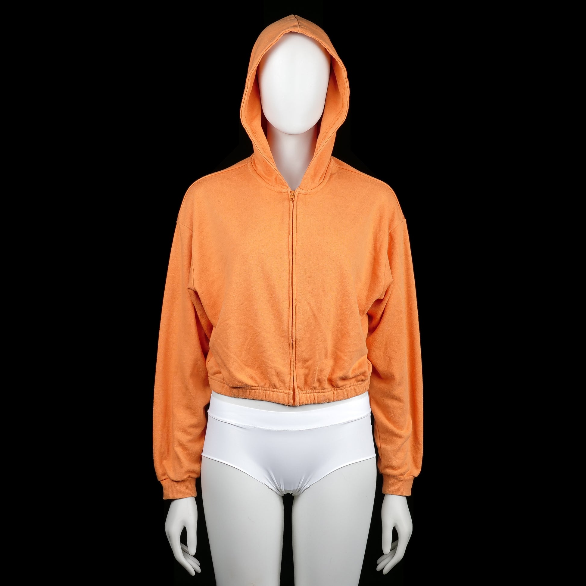H&M - Hoodie - Orange - Size 170 - Solid orange zip-up hoodie with a cropped fit and ribbed cuffs. Features a straight hem and attached hood.
