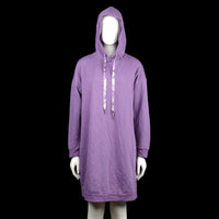 Bonprix - Hoodie - Purple - Size 44 - Long oversized purple hoodie with a straight hem and plain cuffs. Features a hood with shiny wide drawstrings.