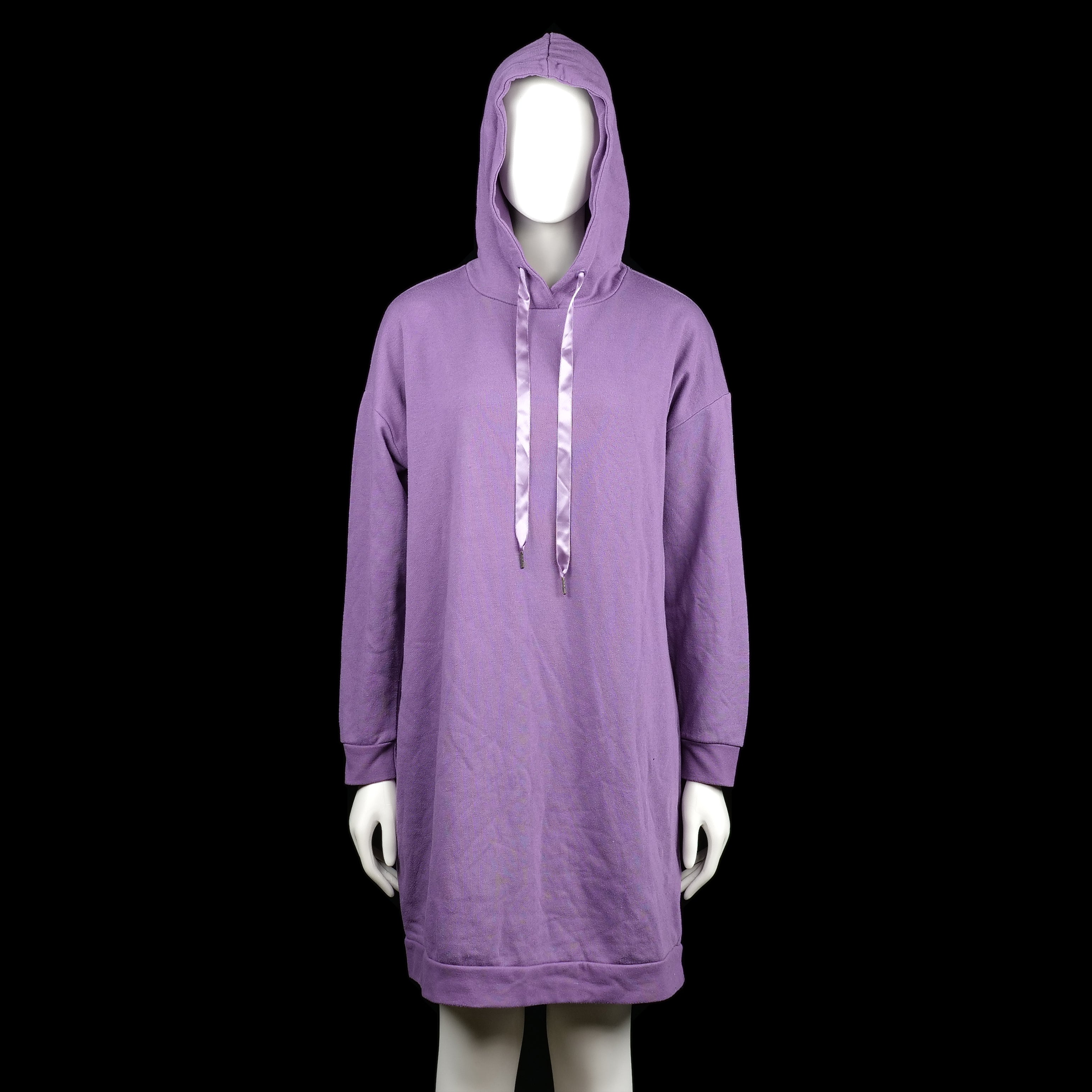 Bonprix - Hoodie - Purple - Size 44 - Long oversized purple hoodie with a straight hem and plain cuffs. Features a hood with shiny wide drawstrings.