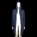 Cardigan - Navy - Size XL - Navy longline hooded cardigan featuring a chunky cable-knit pattern throughout. Finished with ribbed cuffs and a straight hem.