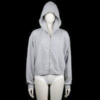 Bikbok - Hoodie - Light Gray - Size XL - Light gray zip-up hoodie with a slightly cropped length and ribbed cuffs and hem. Features a clean solid design with a large hood.