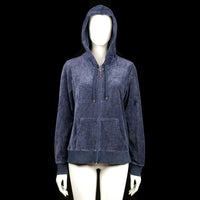 Cubus - Hoodie - Navy - Size L - Solid navy zip-up hoodie with a drawstring hood, front kangaroo pockets, and ribbed cuffs and hem.