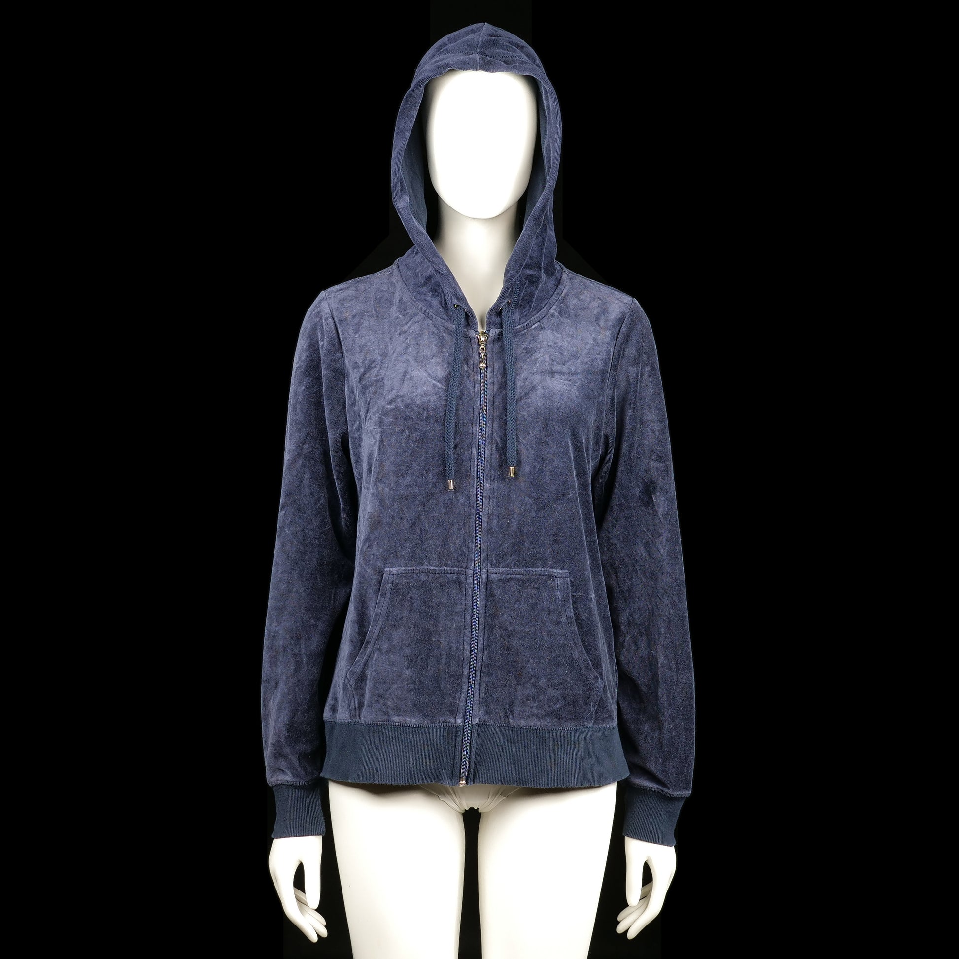 Cubus - Hoodie - Navy - Size L - Solid navy zip-up hoodie with a drawstring hood, front kangaroo pockets, and ribbed cuffs and hem.