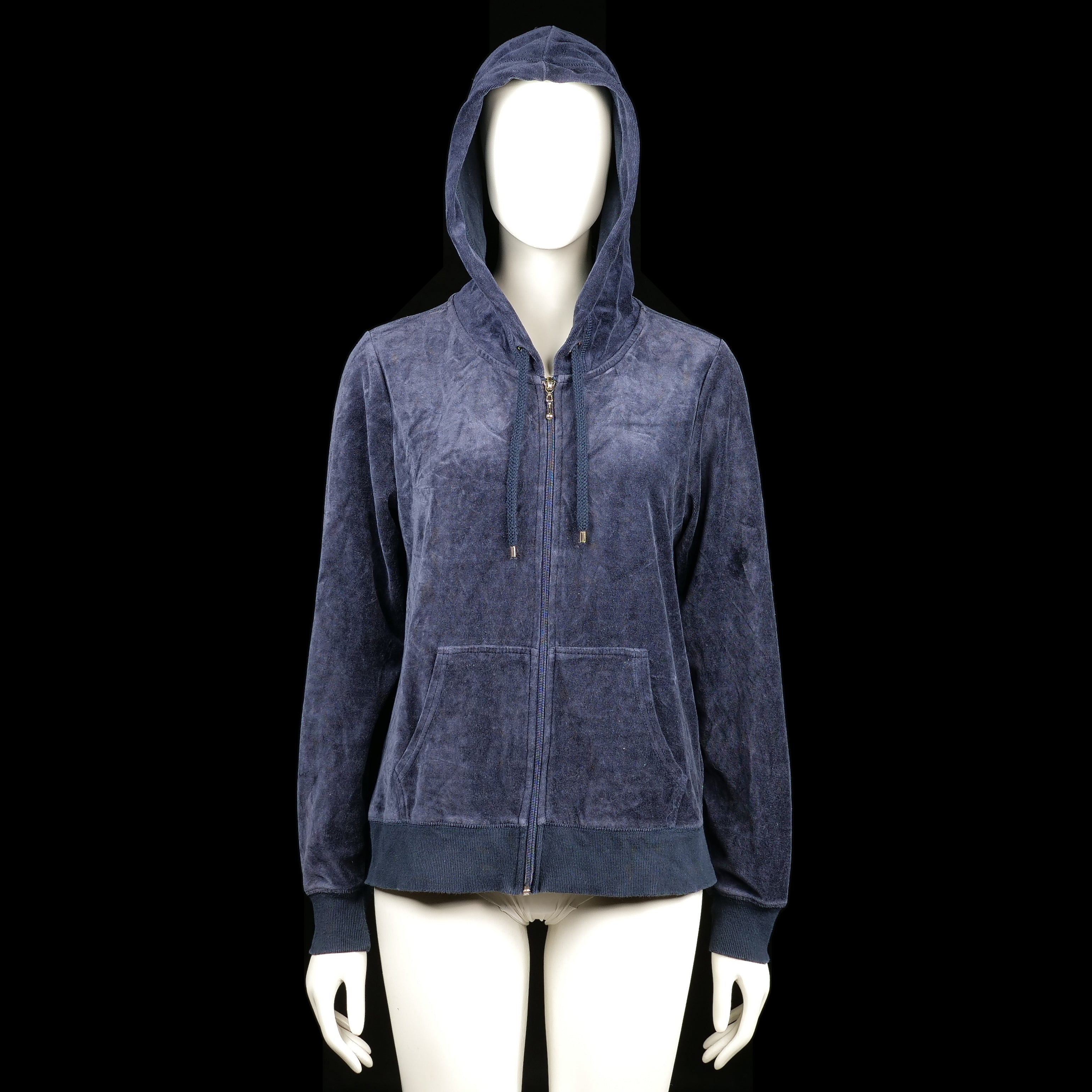 Cubus - Hoodie - Navy - Size L - Solid navy zip-up hoodie with a drawstring hood, front kangaroo pockets, and ribbed cuffs and hem.