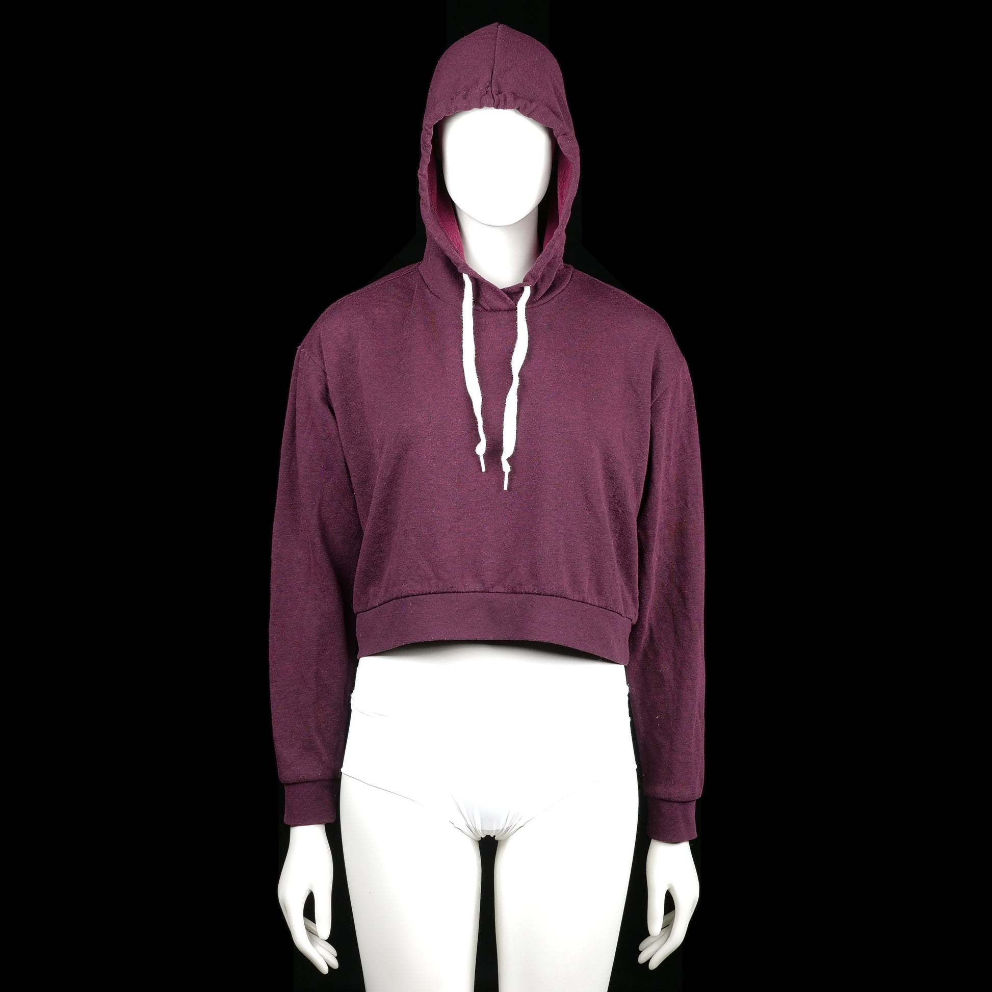 H&M Divided - Hoodie - Burgundy - Size M - Cropped burgundy hoodie with an adjustable drawstring hood and ribbed cuffs and hem. Solid design with a clean silhouette.
