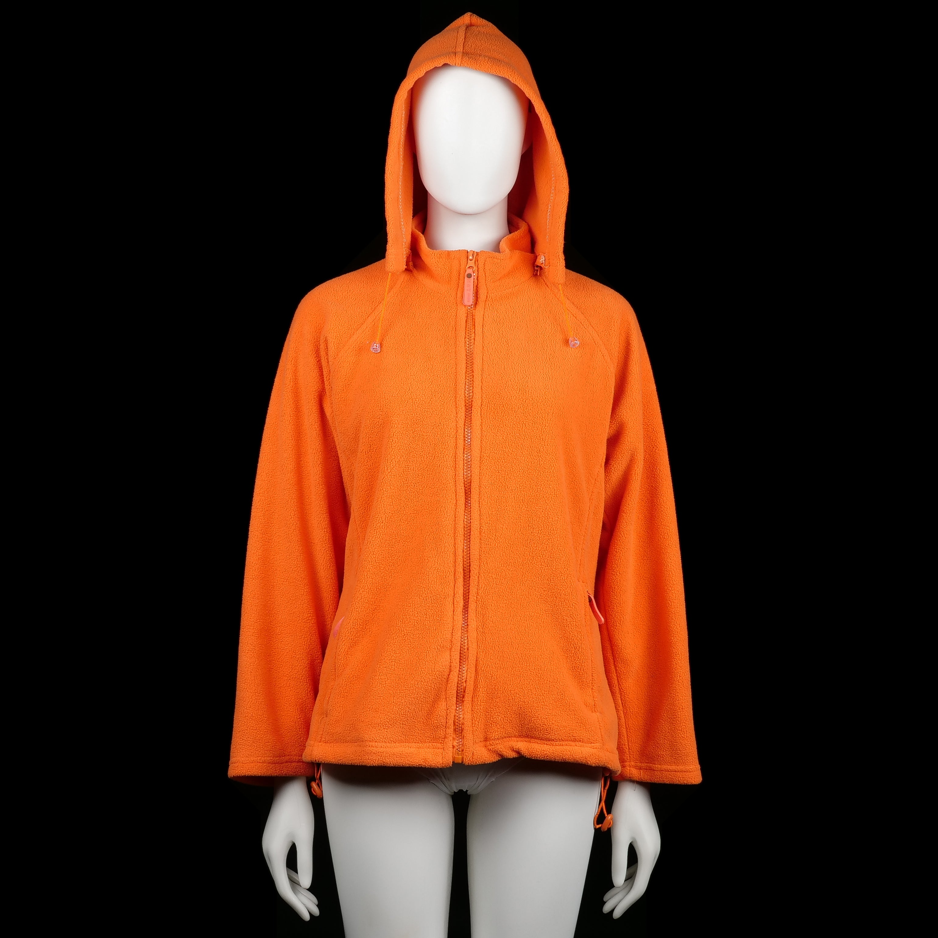 N&Y - Hoodie - Orange - Size M - Solid orange zip-up hoodie with adjustable drawstrings at the hood and hem. Features side zip pockets and a straight hem.