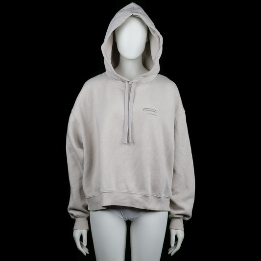 H&M - Hoodie - Ivory - Size XL - Oversized ivory hoodie with a drawstring hood and ribbed cuffs and hem. Small printed text detail on the upper left chest.