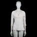Lucky Brand - Blouse - White - Size M - White blouse with a V-neckline featuring embroidered detailing around the chest area. Designed with three-quarter sleeves and a straight hem.